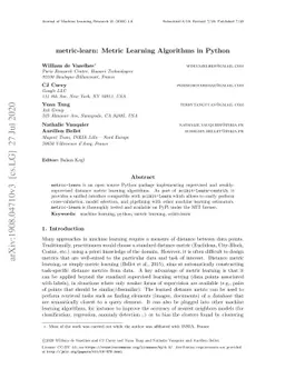 metric-learn: Metric Learning Algorithms in Python