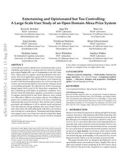 Entertaining and Opinionated but Too Controlling: A Large-Scale User
  Study of an Open Domain Alexa Prize System