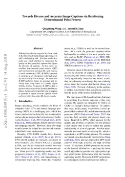 Towards Diverse and Accurate Image Captions via Reinforcing
  Determinantal Point Process