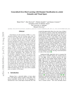 Generalised Zero-Shot Learning with Domain Classification in a Joint
  Semantic and Visual Space