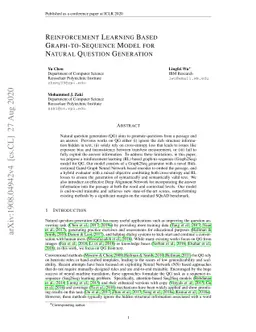 Reinforcement Learning Based Graph-to-Sequence Model for Natural
  Question Generation