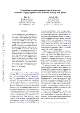 Establishing Strong Baselines for the New Decade: Sequence Tagging,
  Syntactic and Semantic Parsing with BERT