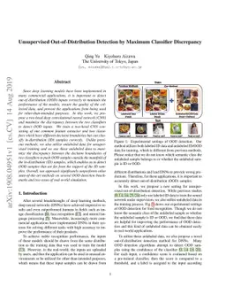 Unsupervised Out-of-Distribution Detection by Maximum Classifier
  Discrepancy