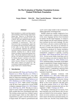 On The Evaluation of Machine Translation Systems Trained With
  Back-Translation