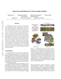 Dual Adversarial Inference for Text-to-Image Synthesis
