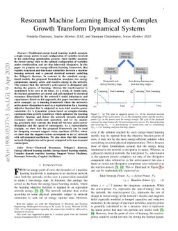 Resonant Machine Learning Based on Complex Growth Transform Dynamical
  Systems