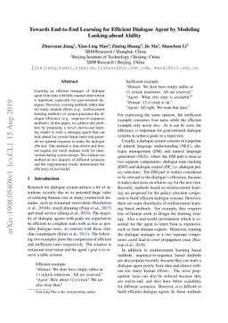 Towards End-to-End Learning for Efficient Dialogue Agent by Modeling
  Looking-ahead Ability