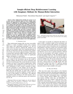 Sample-efficient Deep Reinforcement Learning with Imaginary Rollouts for
  Human-Robot Interaction
