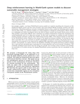 Deep reinforcement learning in World-Earth system models to discover
  sustainable management strategies
