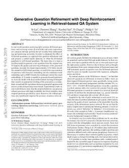 Generative Question Refinement with Deep Reinforcement Learning in
  Retrieval-based QA System