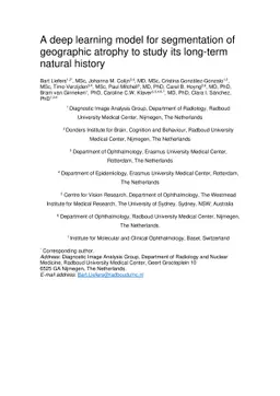 A deep learning model for segmentation of geographic atrophy to study
  its long-term natural history