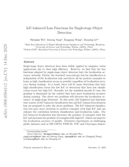 IoU-balanced Loss Functions for Single-stage Object Detection