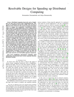 Resolvable Designs for Speeding up Distributed Computing