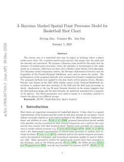 A Bayesian marked spatial point processes model for basketball shot
  chart