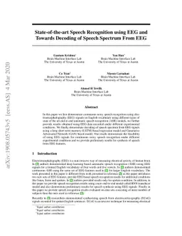 State-of-the-art Speech Recognition using EEG and Towards Decoding of
  Speech Spectrum From EEG