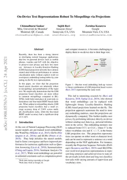 On-Device Text Representations Robust To Misspellings via Projections