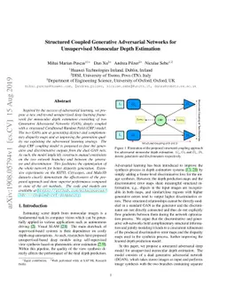 Structured Coupled Generative Adversarial Networks for Unsupervised
  Monocular Depth Estimation