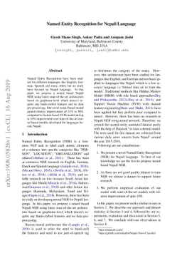 Named Entity Recognition for Nepali Language