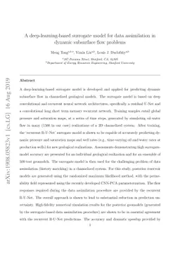 A deep-learning-based surrogate model for data assimilation in dynamic
  subsurface flow problems
