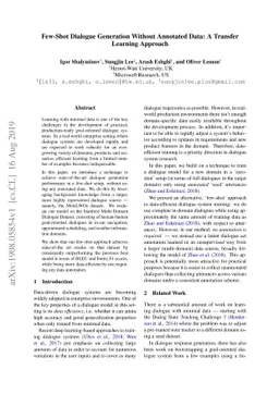 Few-Shot Dialogue Generation Without Annotated Data: A Transfer Learning
  Approach