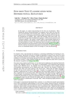 Few-shot Text Classification with Distributional Signatures