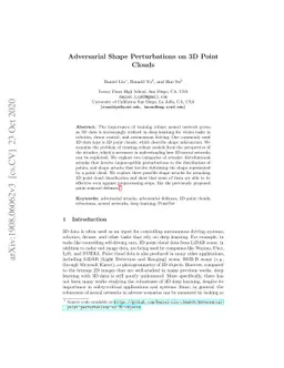 Adversarial shape perturbations on 3D point clouds