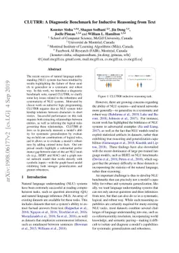 CLUTRR: A Diagnostic Benchmark for Inductive Reasoning from Text