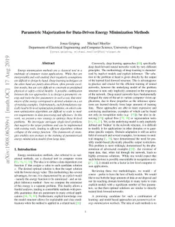Parametric Majorization for Data-Driven Energy Minimization Methods
