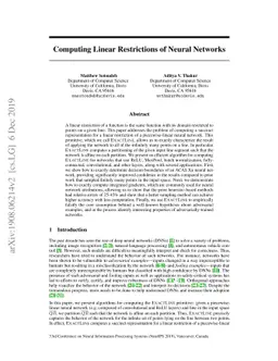 Computing Linear Restrictions of Neural Networks