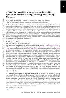 A Symbolic Neural Network Representation and its Application to
  Understanding, Verifying, and Patching Networks