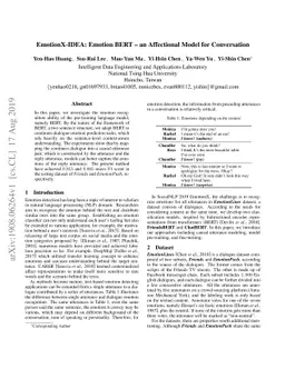 EmotionX-IDEA: Emotion BERT -- an Affectional Model for Conversation
