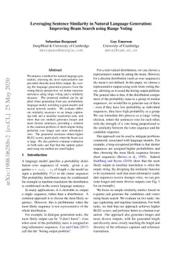 Leveraging Sentence Similarity in Natural Language Generation: Improving
  Beam Search using Range Voting