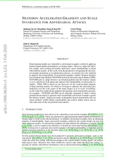 Nesterov Accelerated Gradient and Scale Invariance for Adversarial
  Attacks