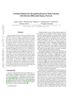 Occlusion Robust Face Recognition Based on Mask Learning with
  PairwiseDifferential Siamese Network