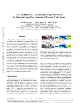 Mono-SF: Multi-View Geometry Meets Single-View Depth for Monocular Scene
  Flow Estimation of Dynamic Traffic Scenes