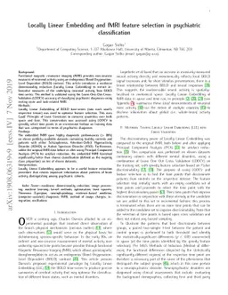 Locally Linear Embedding and fMRI feature selection in psychiatric
  classification