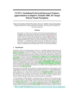 VUSFA:Variational Universal Successor Features Approximator to Improve
  Transfer DRL for Target Driven Visual Navigation
