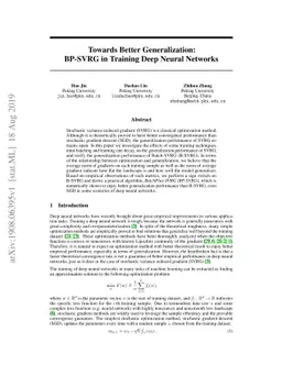 Towards Better Generalization: BP-SVRG in Training Deep Neural Networks