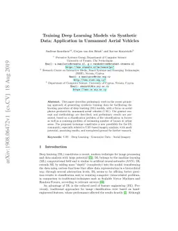 Training Deep Learning Models via Synthetic Data: Application in
  Unmanned Aerial Vehicles