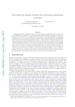 Revisiting the balance heuristic for estimating normalising constants
