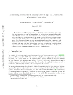 Computing Estimators of Dantzig Selector type via Column and Constraint
  Generation