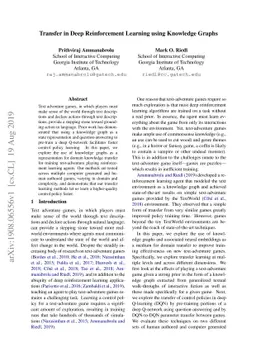 Transfer in Deep Reinforcement Learning using Knowledge Graphs