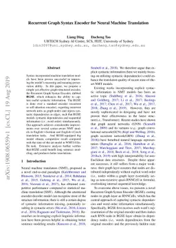 Recurrent Graph Syntax Encoder for Neural Machine Translation