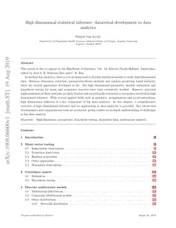 High dimensional statistical inference: theoretical development to data
  analytics