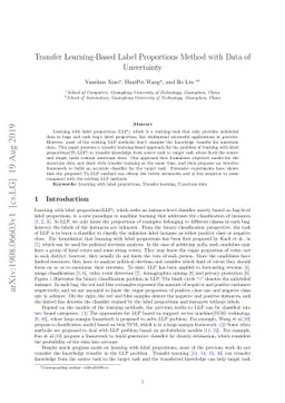 Transfer Learning-Based Label Proportions Method with Data of
  Uncertainty