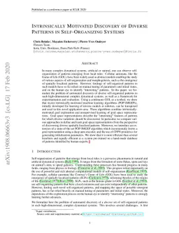 Intrinsically Motivated Discovery of Diverse Patterns in Self-Organizing
  Systems