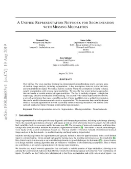 A unified representation network for segmentation with missing
  modalities