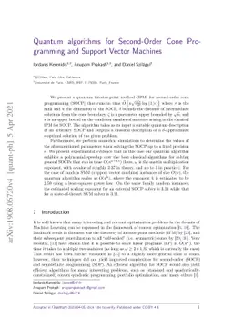 Quantum algorithms for Second-Order Cone Programming and Support Vector
  Machines