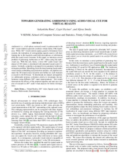 Towards Generating Ambisonics Using Audio-Visual Cue for Virtual Reality