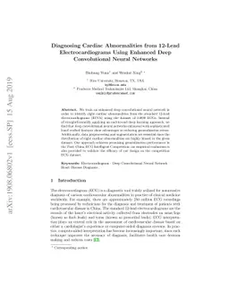 Diagnosing Cardiac Abnormalities from 12-Lead Electrocardiograms Using
  Enhanced Deep Convolutional Neural Networks